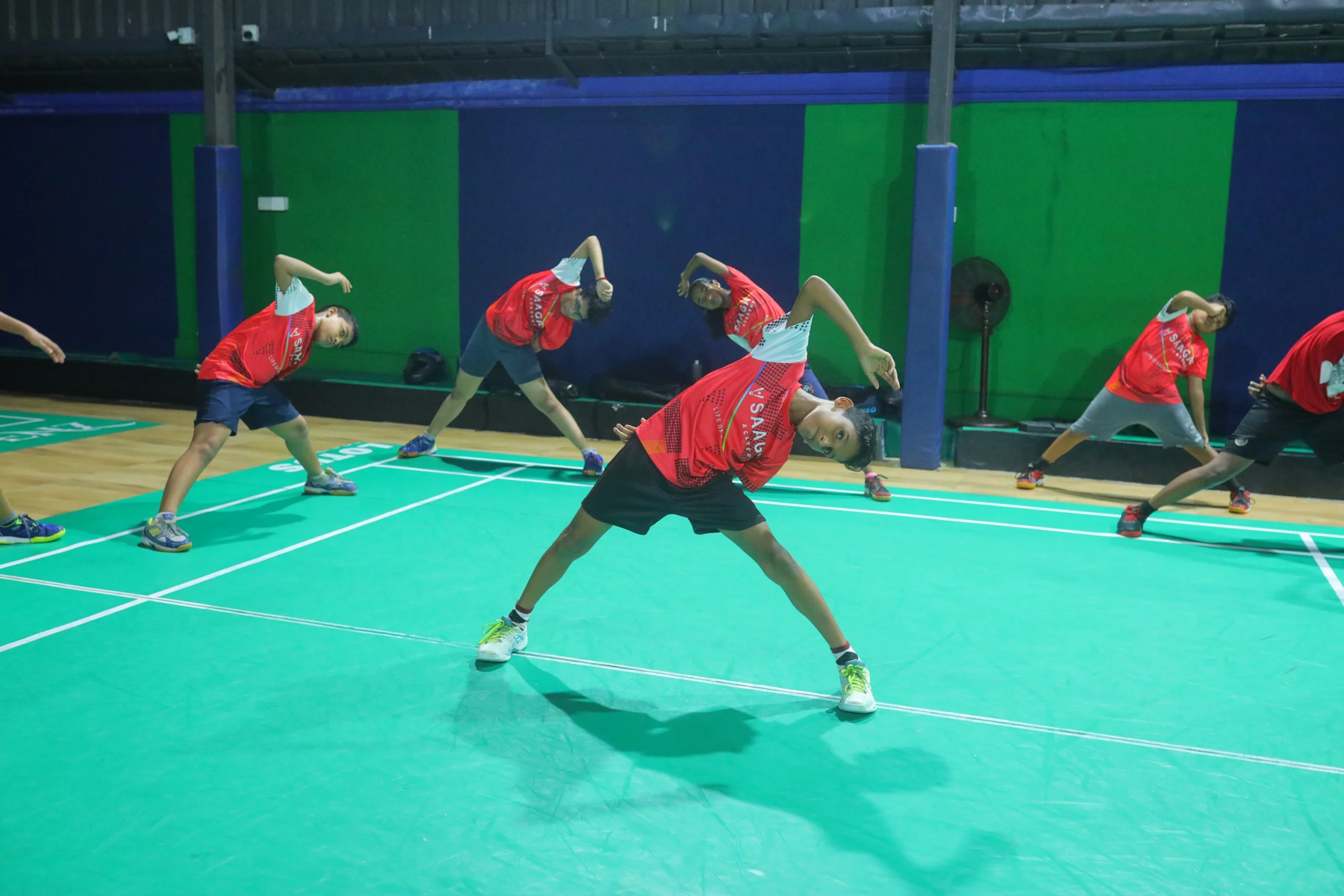 Saaga Badminton Academy training and court moment